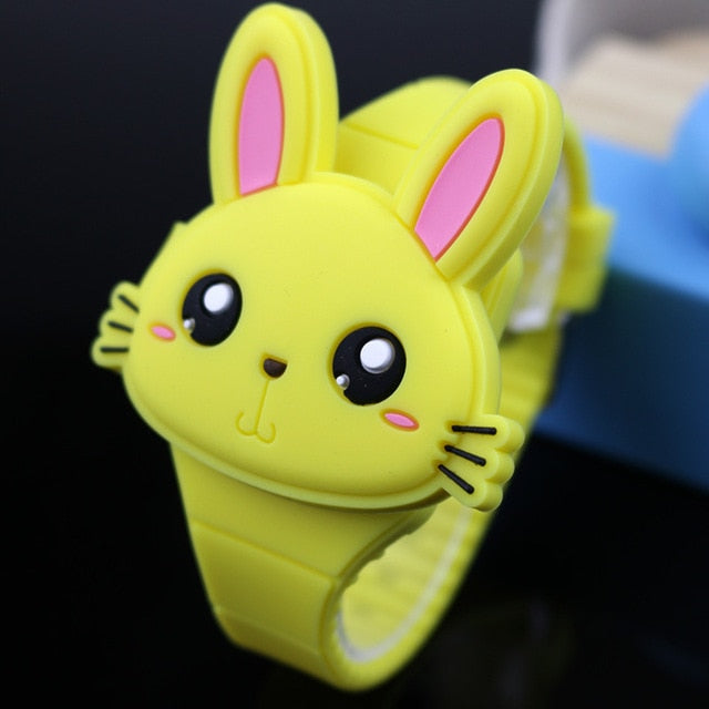 Lovely Rabbit  Flip Cover Rubber Electronic Watch