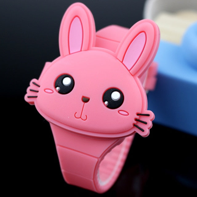 Lovely Rabbit  Flip Cover Rubber Electronic Watch